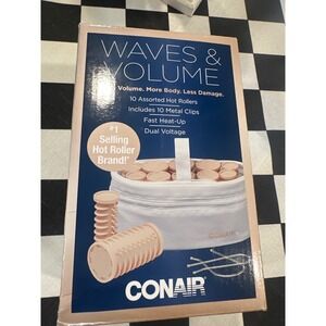 Conair Waves & Volume 10 Assorted Hot hair  Rollers Dual Voltage New travel